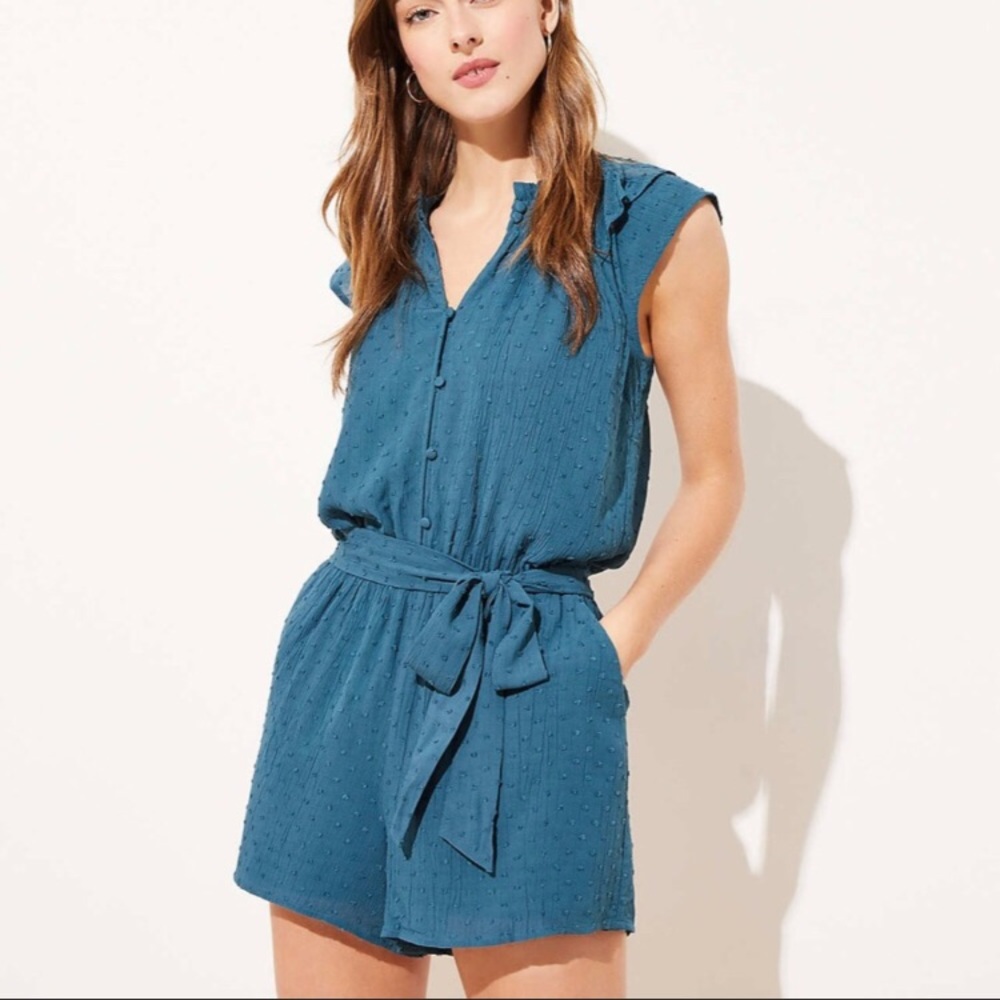 Loft Clip Dot Romper in Teal